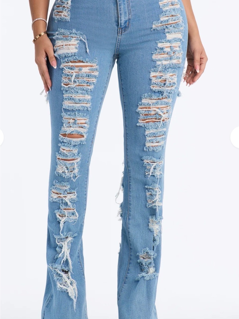 Aphrodite Light Blue Distressed High-Rise Ripped Jeans